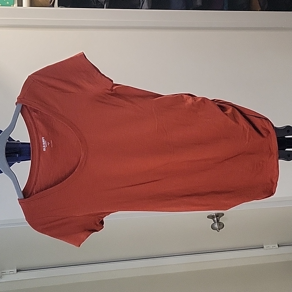 Burnt orange maternity shirt